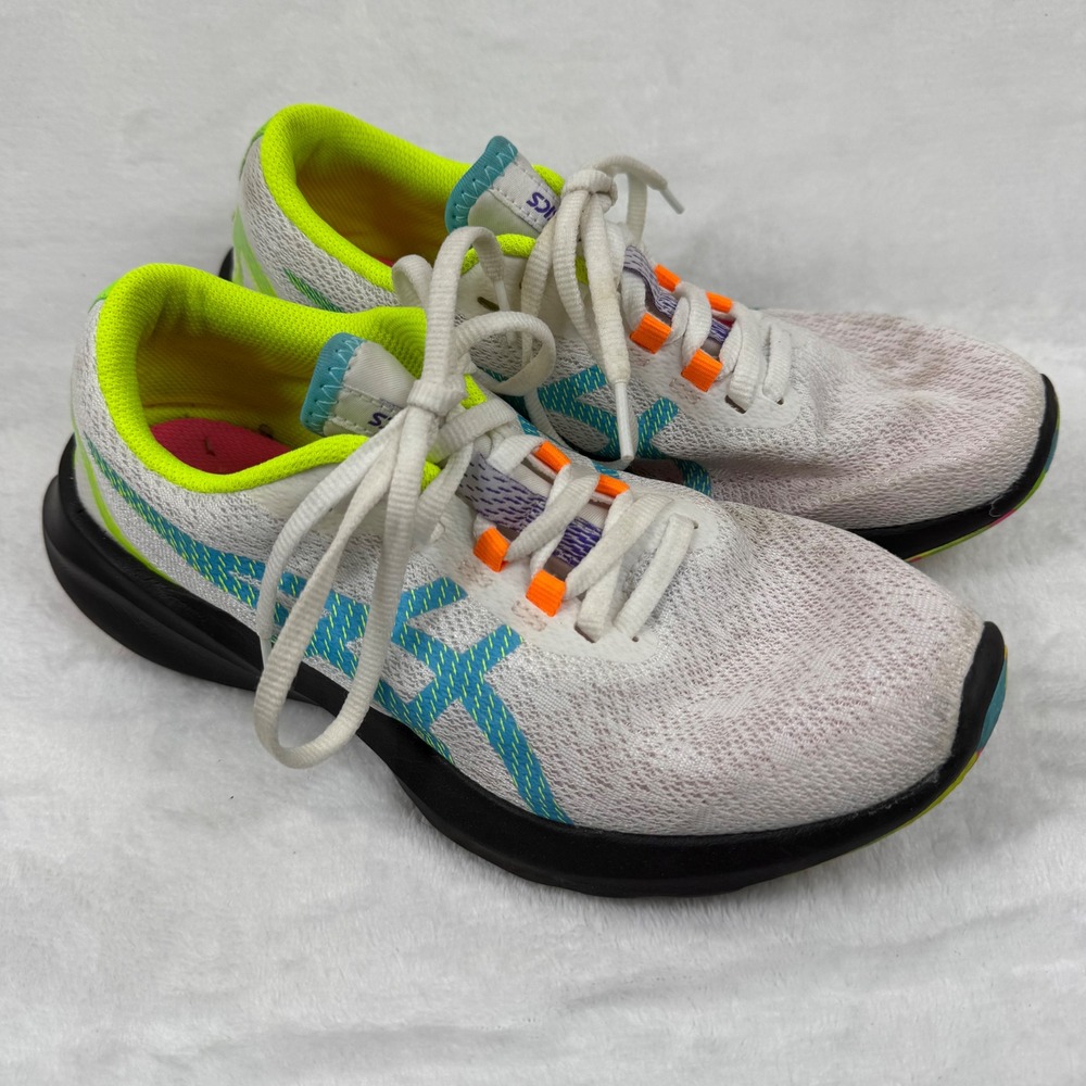 ASICS 1012B246 Womens Running Shoes White Neon Yellow Teal Orange Size‎ 7.5